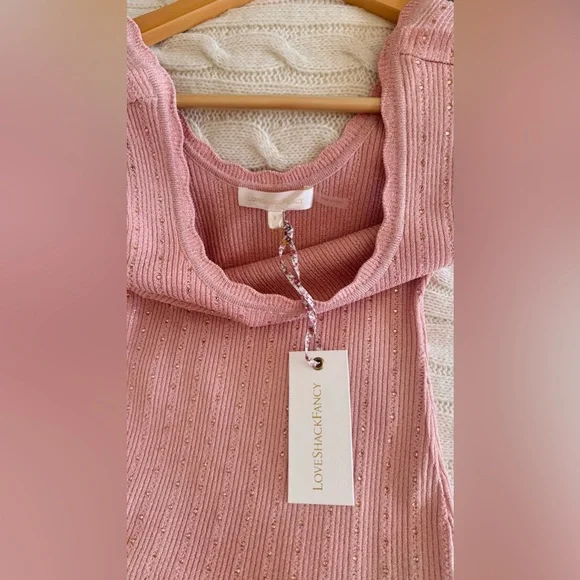 LoveShackFancy Maryanne Crystal Knit Mini Dress In PINK CHAMPAGNE, brand new. - Picture 10 of 15